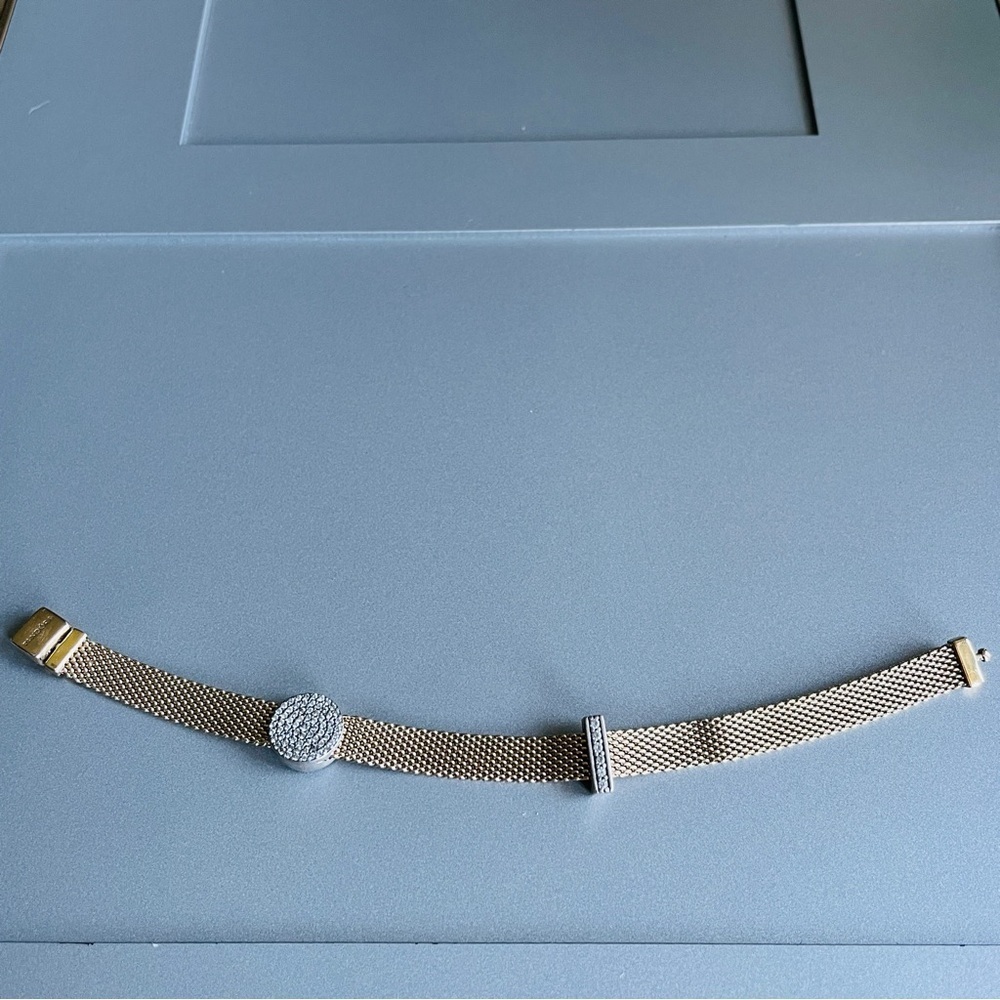 Pandora Reflexions Gold Plat Mesh Bracelet WITHOUT CLIP CHARMS - Picture 9 of 16